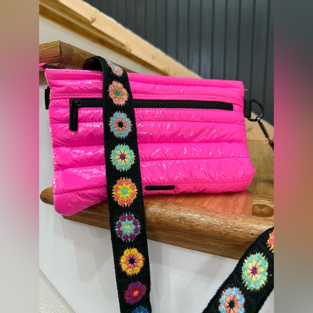 BCBGeneration Pink Crossbody Bag with Embroidered Strap